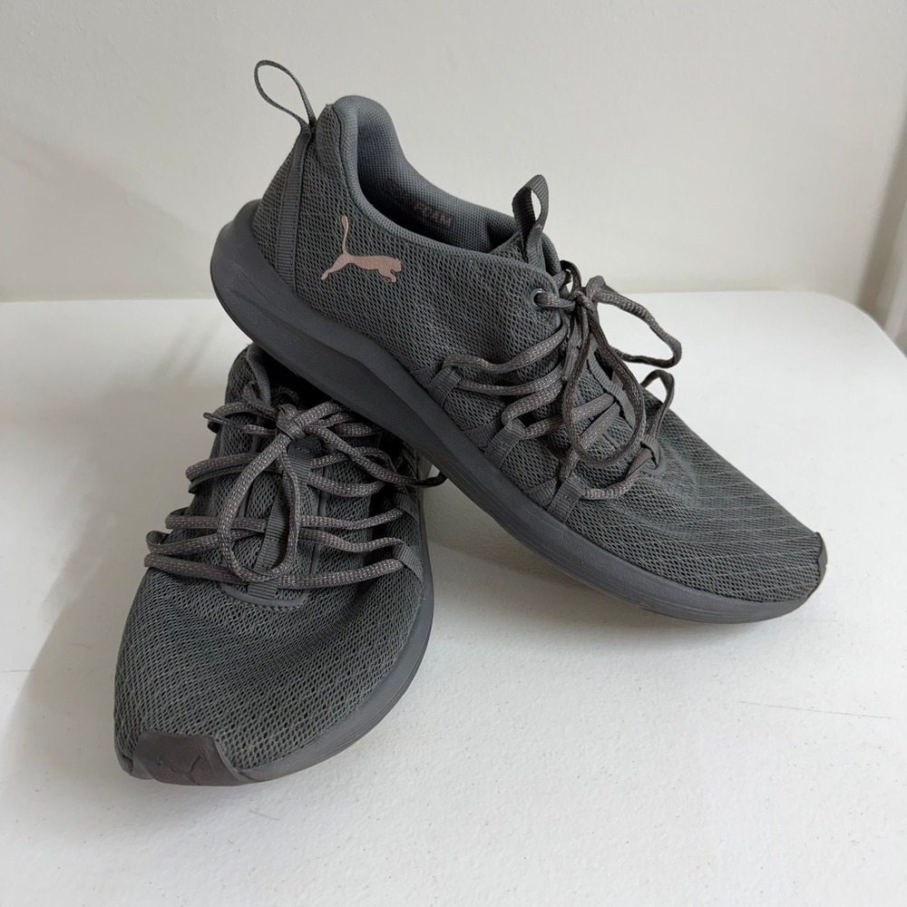 Women's Puma Athletic Shoes Gray lace up soft foam sneakers active running 11